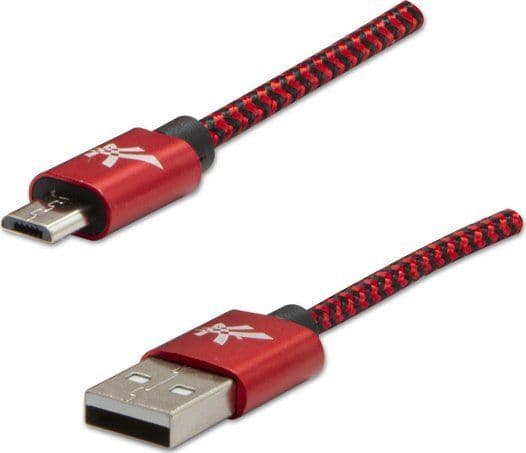 USB-kabel Logo USB-A til microUSB 2 m svart/rød