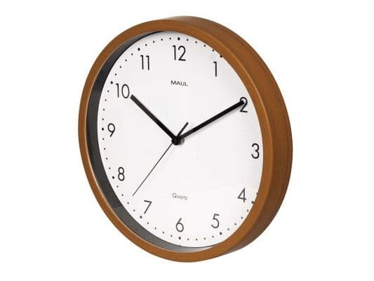 Väggklocka MAULgrain Ø30 cm, i mörk trälook