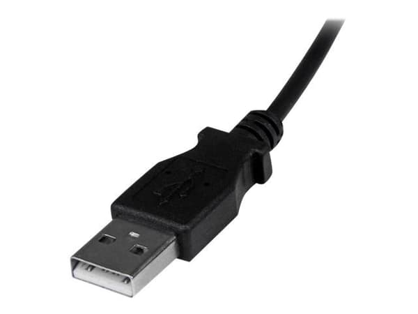 StarTech 2m Micro USB Cable Cord - A to Down Angle Micro B - Down Angled Micro USB Cable - 1x USB A (M), 1x USB Micro B (M) - Black (USBAUB2MD) - U...