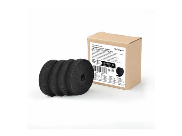 Startech - Kardborrefäste - 4.6 m - svart (paket om 4)