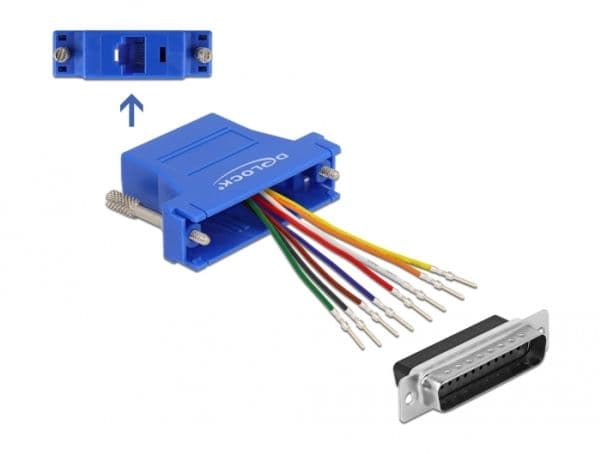 DeLOCK 66648, D-Sub 25 pin, RJ45 jack, Sininen