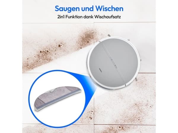 Medion MD18035 E35 SW (white/gray, robot vacuum cleaner with wiping function)