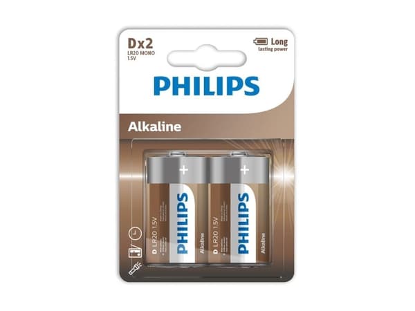 Philips alkaline-batteri D 2-pack - 2110058