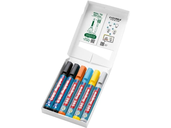 Set med e-385, e-380 och e-383 EDDING flipchart-effektmarkörer, 4 st, blandade färger