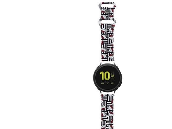 Hello Kitty Silicone Heads &amp; Stripes universal 20mm strap - black
