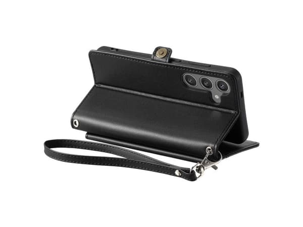Samsung Galaxy A56 5G Leather Wallet Case with Stand Function and Straps - Black