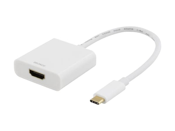 DELTACO USBC-HDMI7 - Extern videoadapter - USB-C - HDMI - vit