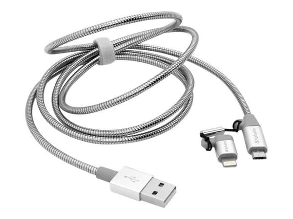 Verbatim Sync & Charge - Lightning-kabel - Lightning, Micro-USB Type B hann til USB hann - 1 m - sølv