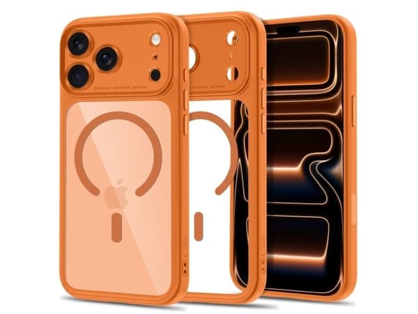 Tech-Protect MagPeak MagSafe CC Case for iPhone 18 Pro Max / 17 Pro Max - Transparent Orange