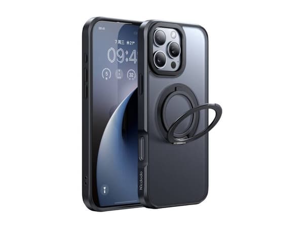McDodo PC-4933 MagSafe-deksel til iPhone 16 Pro Max med stativ (sort)