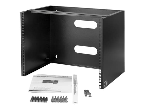 Startech Wall Mount Patch Panel Rack - 4U Wall Mount Rack Shelf with Built in Shelf - 2 Post Open Frame Rack - Rack Shelf (WALLMOUNT8) - Skap - veg...
