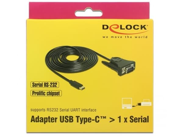 Delock - Seriell adapter - USB-C (hann) til DB-9 (hann) - 1.8 m