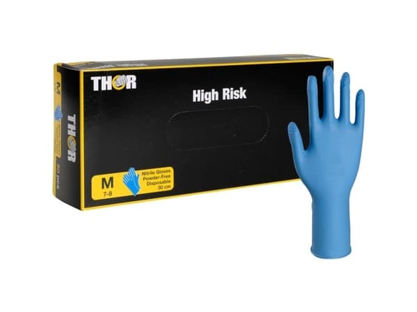Engangshandske, THOR High Risk, M, blå, nitril