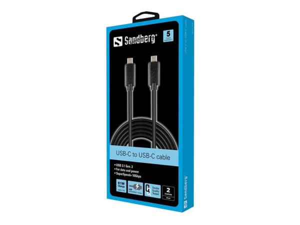 Sandberg - USB-kabel - USB-C (hann) til USB-C (hann) - USB 3.1 - 2 m