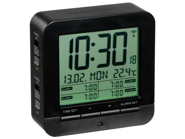TFA - Alarmklokke - rektangulær - elektronisk - skrivebord - svart