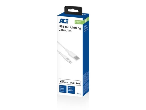 ACT AC3011 Lightning-kabel 1 m vit (AC3011)