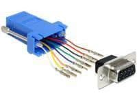 DeLOCK 65430, Sub-D 9p, RJ45, Musta, Sininen, Hopea