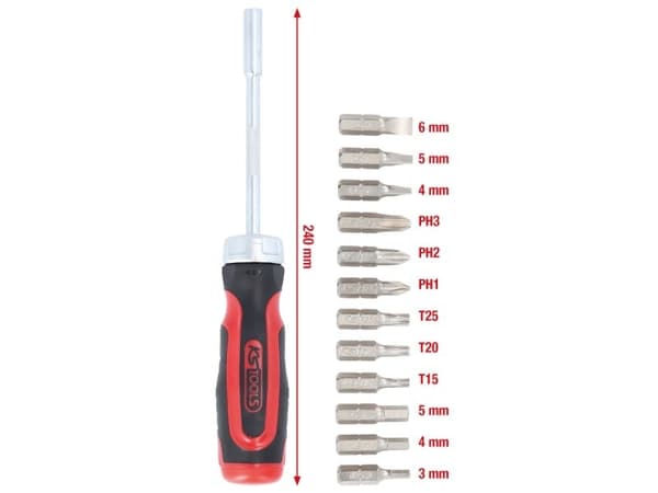 Iskevä ruuvinväännin ja bitit KS TOOLS 1/4''