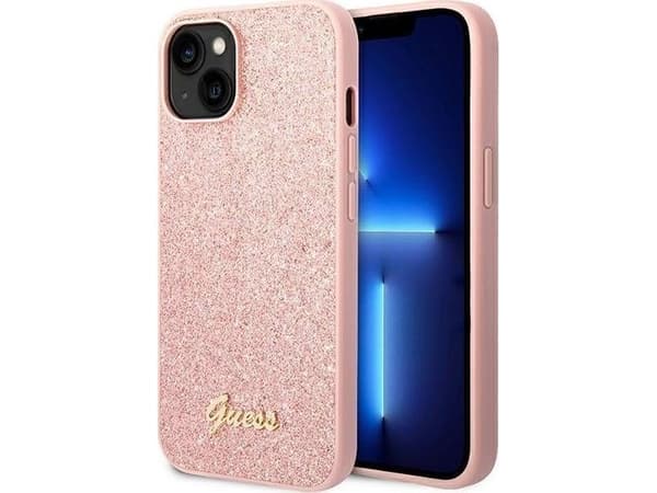 Guess GUHCP14MHGGSHP iPhone 14 Plus 6,7" rosa hardt deksel Glitter Script