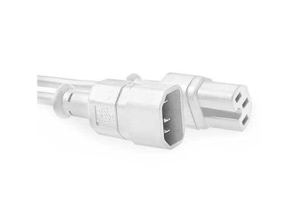 Nätkabel C14 - C15 vit 2 m