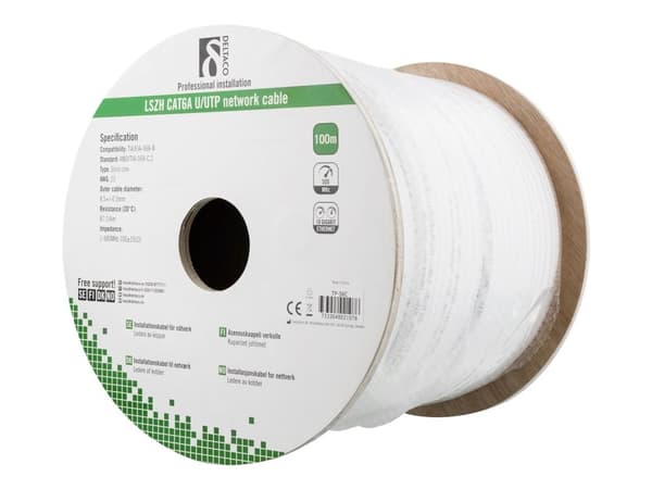 DELTACO - Bulkkabel - 100 m - UTP - CAT 6a - halogenfri, solid - vit