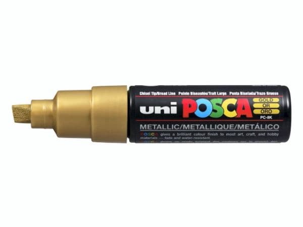 Paintmarker, Uni Posca, PC-8K, 8MM Rund spids, guld, permanent - (6 stk.)