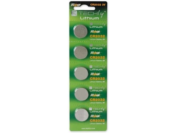 Techly CR2032, Engangsbatteri, CR2032, Lithium, 3 V, 5 stykker, 210 mAh