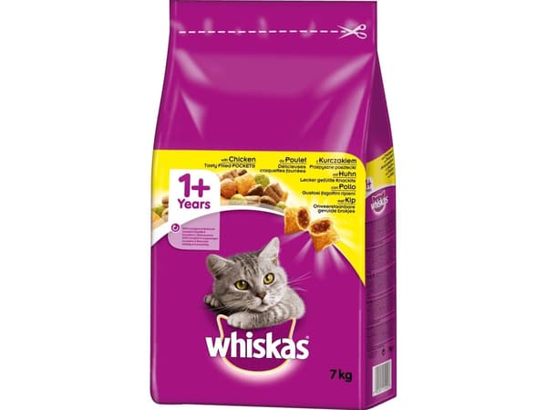 Whiskas torrfoder för vuxna katter med kyckling - 7 kg
