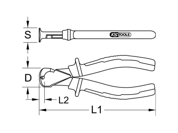 KS Tools 962.0615, Diagonal tang, Beryllium, Kopper, 175 mm