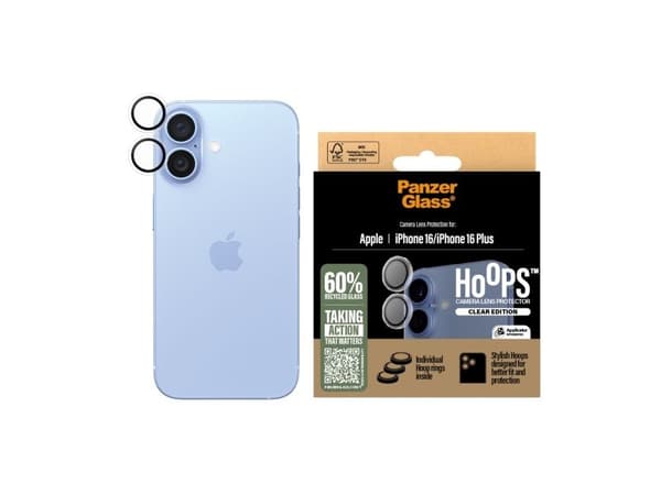 PanzerGlass Hoops - objektivskydd för mobil - transparent - för Apple iPhone 16, 16 Plus