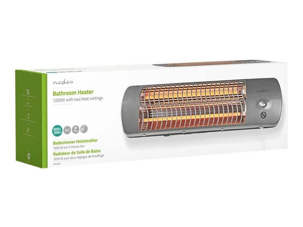 Nedis - Badrumsvärmare - väggmonterad - 1.2 kW - grå