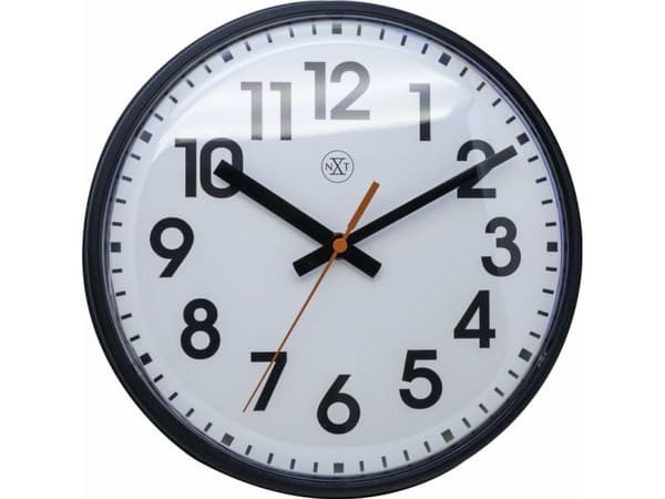 NeXtime Peter, Vägg, Analog clock, Rund, Svart, Vit, Plast, Batteri