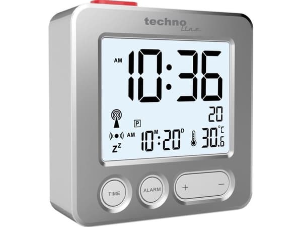 Technoline WT 265, Digital väckarklocka, Silver, F, °C, Batteri, AAA (LR03), 66 mm
