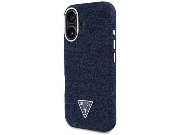 Guess Denim Triangle Logo MagSafe iPhone 16 – blå