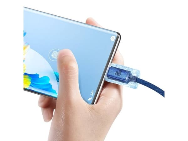 Baseus Crystal Shine USB- till USB-C-kabel, 100 W, 2 m (blå)