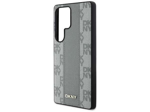 DKNY Leather Checkered Pattern MagSafe Case for Samsung Galaxy S25 Ultra - Gray