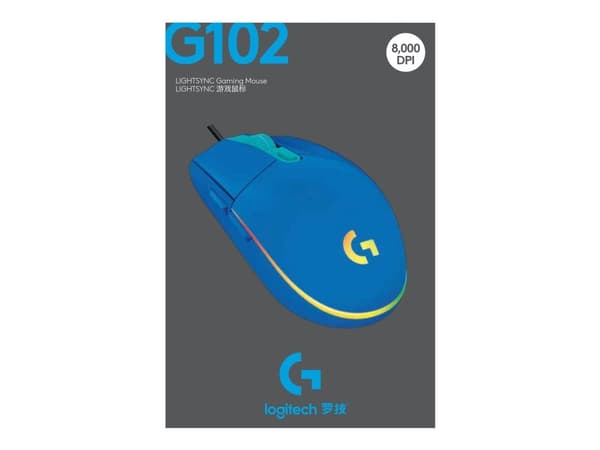 Logitech G G102 Lightsync, USB A-tyyppi, 8000 DPI, 1 ms, Sininen