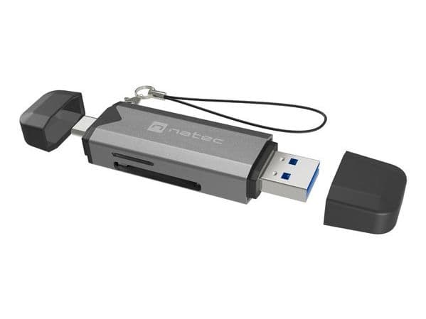 NATEC NCZ-2262, MicroSD (TransFlash), MicroSDHC, MicroSDXC, SDHC, SDXC, Sort, Mørkegrå, 5000 Mbit/s, USB 3.1, 20 mm, 74 mm