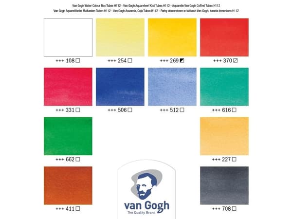 Van Gogh akvarell treeske | 12 x tuber + 3 tilbehør
