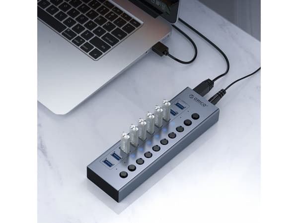 Orico USB-hub 16 porter med bryter USB-A 3.0, grå