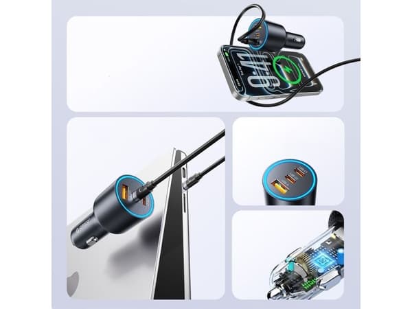 Orico HyperDrive 165 W -autolaturi, USB-A + 2x USB-C – musta