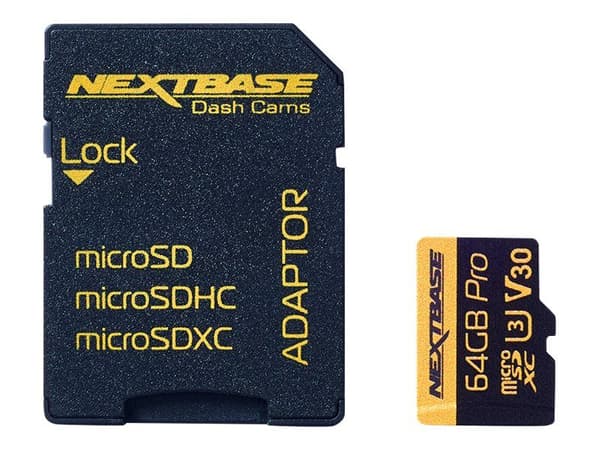 Nextbase - Flashminnekort (microSDXC til SD-adapter inkludert) - 64 GB - Video Class V30 / UHS-I U3 - microSDXC
