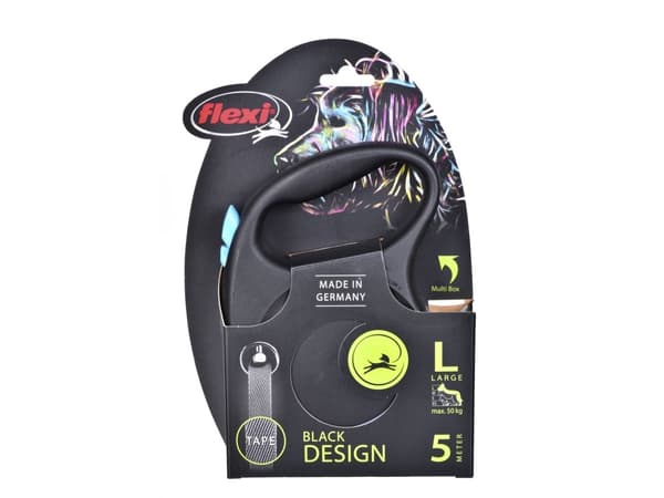 flexi Black Design L hundkoppel 5 m, 50 kg, blå