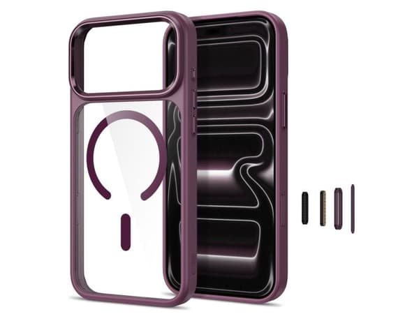 Tech-Protect Magmat Magsafe CC Case for iPhone 17 Pro / 18 Pro - Transparent Burgundy