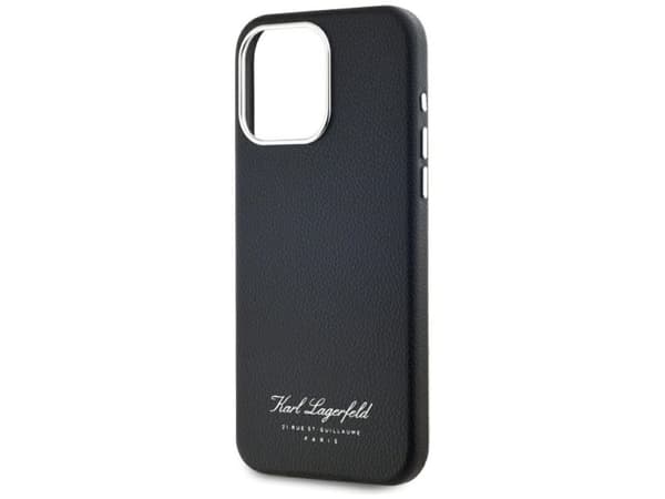 Karl Lagerfeld Grained PU Hotel RSG-deksel til iPhone 15 Pro Black