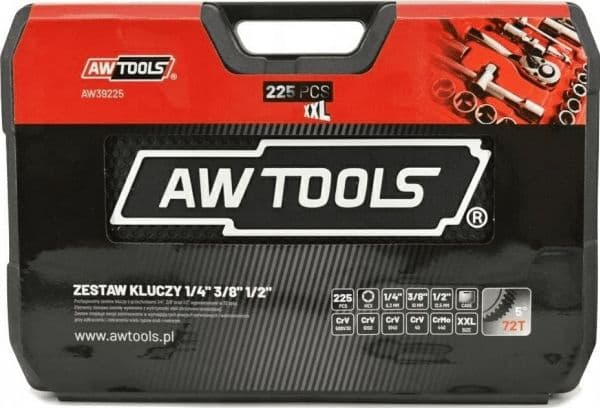 AWTOOLS  KLUCZY 225 st 1/2"/3/8"/1/4" BLACK LINE
