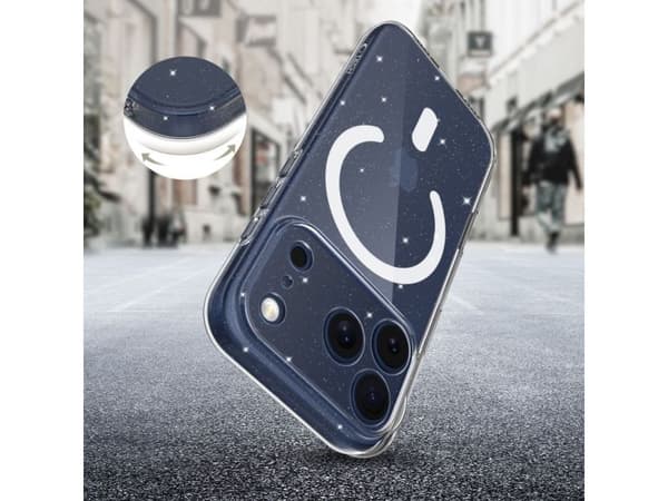 Tech-Protect FlexAir MagSafe-skal till iPhone 17 Pro Max - clear glitter