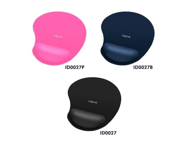 LogiLink GEL Mouse Pad with Wrist Rest Support - Musematte med håndleddsstøtte - rosa