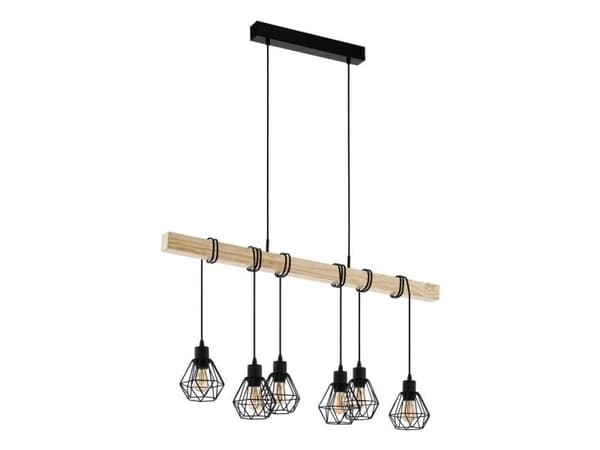 EGLO TOWNSHEND 5 LANGBORD 6L SORT/TRÆ