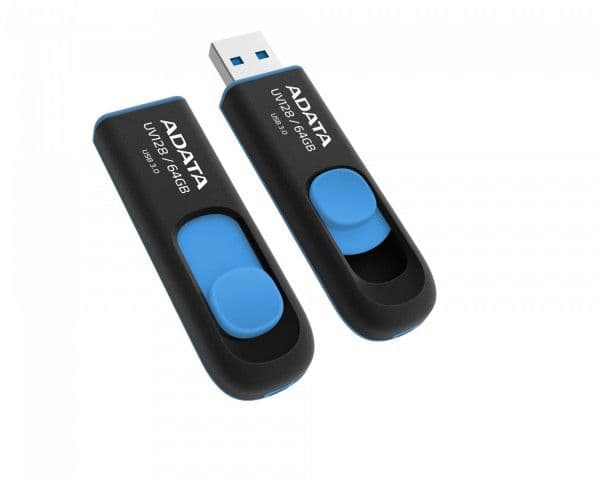 ADATA DashDrive UV128 - USB flash-enhet - 64 GB - USB 3.0 - svart, blå